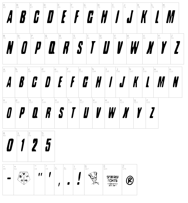 Battleforce 5 font map